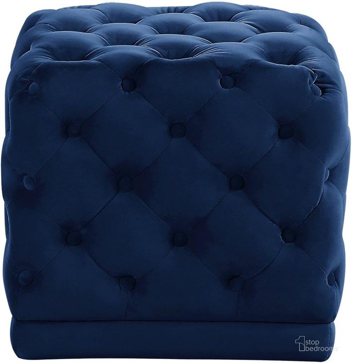 The appearance of Meridian 137NAVY Stella Series Contemporary Velvet Wood Frame Ottoman designed by Meridian in the modern / contemporary interior design. This navy velvet piece of furniture  was selected by 1StopBedrooms from Stella Collection to add a touch of cosiness and style into your home. Sku: 137Navy. Material: Wood. Product Type: Ottoman. Image1