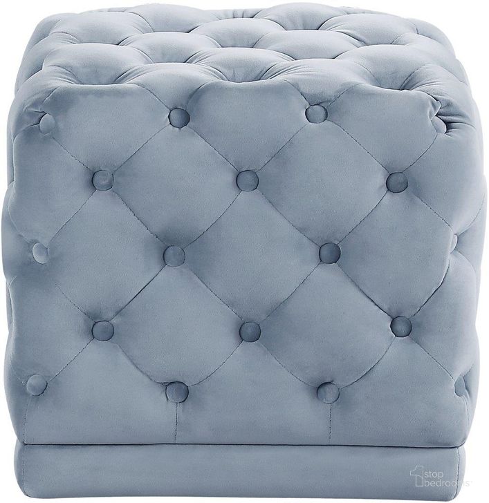 The appearance of Meridian 137SKYBLU Stella Series Contemporary Velvet Wood Frame Ottoman designed by Meridian in the modern / contemporary interior design. This sky blue velvet piece of furniture  was selected by 1StopBedrooms from Stella Collection to add a touch of cosiness and style into your home. Sku: 137SkyBlu. Material: Wood. Product Type: Ottoman. Image1