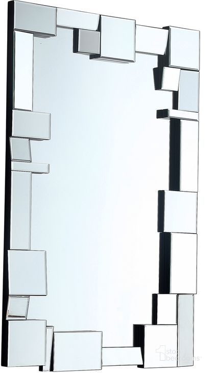 The appearance of Meridian Jade Series Rectangle Portrait Decorative Mirror designed by Meridian in the modern / contemporary interior design. This chrome piece of furniture  was selected by 1StopBedrooms from Jade Collection to add a touch of cosiness and style into your home. Sku: 410-M. Product Type: Accent Mirror. Image1