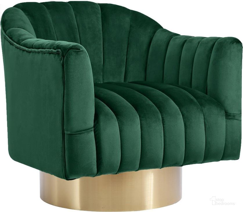 The appearance of Meridian 520Green Farrah Series Armchair Velvet Accent Chair designed by Meridian in the modern / contemporary interior design. This green velvet piece of furniture  was selected by 1StopBedrooms from Farrah Collection to add a touch of cosiness and style into your home. Sku: 520Green. Product Type: Accent Chair. Material: Velvet. Image1