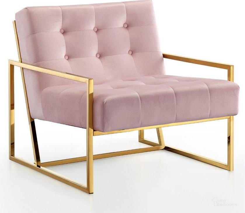 The appearance of Meridian 523Pink Pierre Series Armchair Velvet Metal Frame Accent Chair designed by Meridian in the modern / contemporary interior design. This pink velvet piece of furniture  was selected by 1StopBedrooms from Pierre Collection to add a touch of cosiness and style into your home. Sku: 523Pink. Material: Metal. Product Type: Accent Chair. Image1