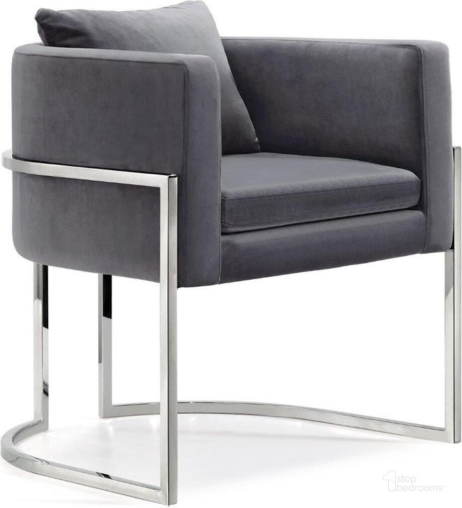 The appearance of Meridian 524Grey Pippa Series Armchair Fabric Wood and Metal Frame Accent Chair designed by Meridian in the modern / contemporary interior design. This grey velvet piece of furniture  was selected by 1StopBedrooms from Pippa Collection to add a touch of cosiness and style into your home. Sku: 524Grey. Material: Wood. Product Type: Accent Chair. Image1