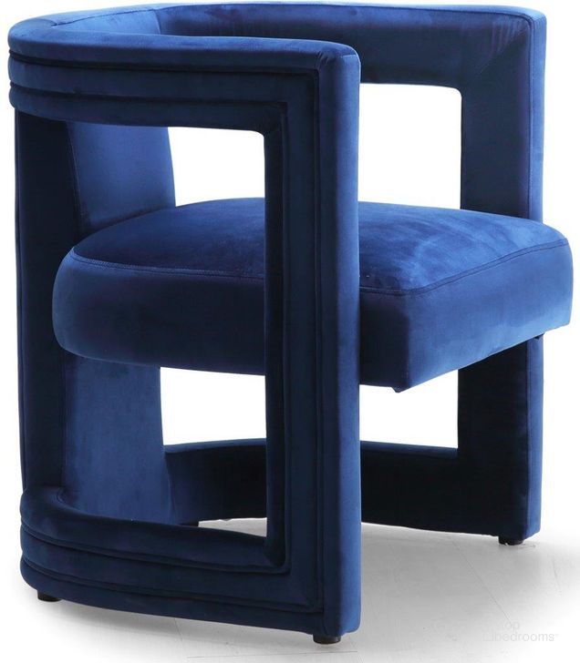 The appearance of Meridian 530Navy Eva Series Armchair Velvet Accent Chair designed by Meridian in the modern / contemporary interior design. This navy velvet piece of furniture  was selected by 1StopBedrooms from Blair Collection to add a touch of cosiness and style into your home. Sku: 530Navy. Product Type: Accent Chair. Material: Velvet. Image1