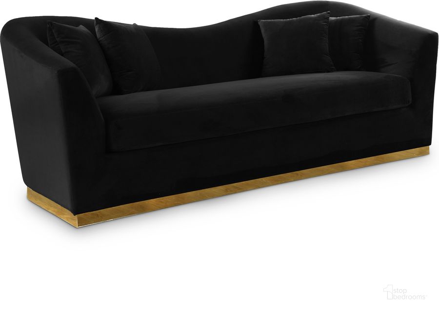 The appearance of Meridian 617BlackS Arabella Series Stationary Velvet Sofa designed by Meridian in the modern / contemporary interior design. This black velvet piece of furniture  was selected by 1StopBedrooms from Arabella Collection to add a touch of cosiness and style into your home. Sku: 617Black-S. Product Type: Sofa. Material: Velvet. Image1