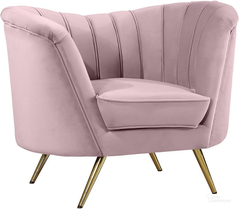 The appearance of Meridian Margo Series Pink Velvet Armchair designed by Meridian in the modern / contemporary interior design. This pink velvet piece of furniture  was selected by 1StopBedrooms from Margo Collection to add a touch of cosiness and style into your home. Sku: 622Pink-C. Product Type: Arm Chair. Material: Velvet. Image1