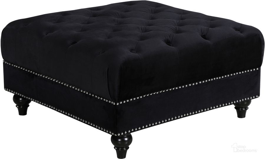 The appearance of Meridian 667BlackOtt Sabrina Series Contemporary Velvet Wood Frame Ottoman designed by Meridian in the modern / contemporary interior design. This black velvet piece of furniture  was selected by 1StopBedrooms from Sabrina Collection to add a touch of cosiness and style into your home. Sku: 667Black-Ott. Material: Wood. Product Type: Ottoman. Image1
