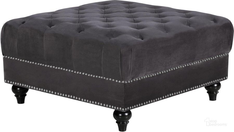 The appearance of Meridian 667GreyOtt Sabrina Series Contemporary Velvet Wood Frame Ottoman designed by Meridian in the modern / contemporary interior design. This grey velvet piece of furniture  was selected by 1StopBedrooms from Sabrina Collection to add a touch of cosiness and style into your home. Sku: 667Grey-Ott. Material: Wood. Product Type: Ottoman. Image1