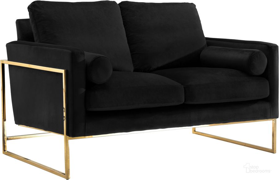 The appearance of Meridian 678BlackL Mila Series Velvet Stationary with Metal Frame Loveseat designed by Meridian in the modern / contemporary interior design. This black velvet piece of furniture  was selected by 1StopBedrooms from Mila Collection to add a touch of cosiness and style into your home. Sku: 678Black-L. Material: Metal. Product Type: Loveseat. Image1