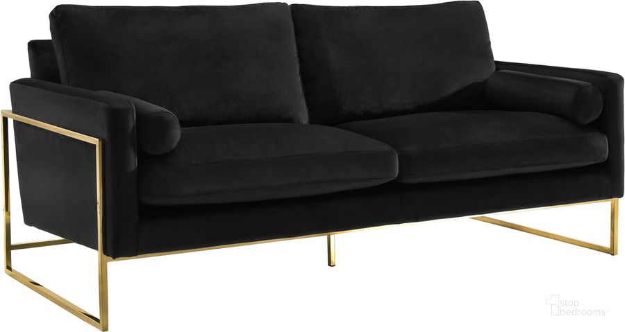 The appearance of Meridian 678BlackS Mila Series Stationary Velvet Sofa designed by Meridian in the modern / contemporary interior design. This black velvet piece of furniture  was selected by 1StopBedrooms from Mila Collection to add a touch of cosiness and style into your home. Sku: 678Black-S. Material: Metal. Product Type: Sofa. Image1