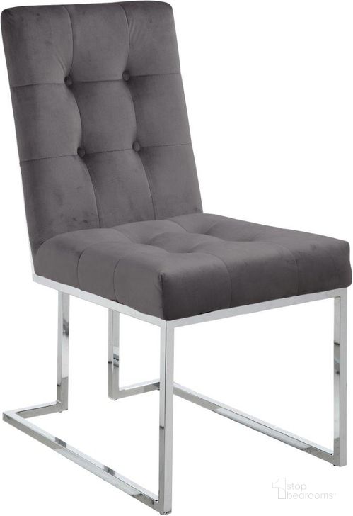 The appearance of Meridian 731GreyC Alexis Series Contemporary Velvet Metal Frame Dining Room Chair Set of 2 designed by Meridian in the modern / contemporary interior design. This grey piece of furniture  was selected by 1StopBedrooms from Alexis Collection to add a touch of cosiness and style into your home. Sku: 731Grey-C. Material: Metal. Product Type: Dining Chair. Image1