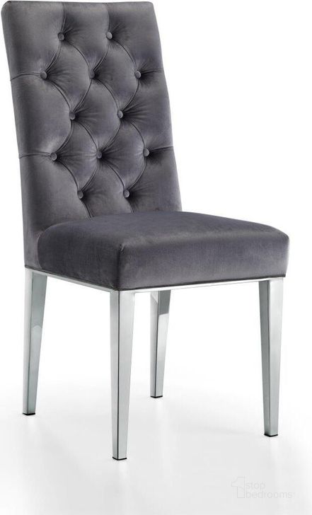 The appearance of Meridian 732GreyC Juno Series Contemporary Velvet Metal Frame Dining Room Chair Set of 2 designed by Meridian in the modern / contemporary interior design. This grey piece of furniture  was selected by 1StopBedrooms from Juno Collection to add a touch of cosiness and style into your home. Sku: 732Grey-C. Material: Metal. Product Type: Dining Chair. Image1