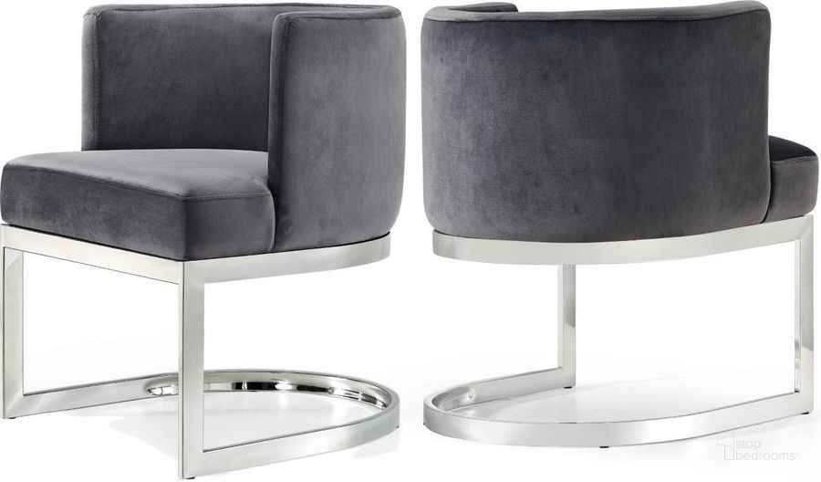 The appearance of Meridian 734GreyC Gianna Series Contemporary Fabric Metal Frame Dining Room Chair designed by Meridian in the modern / contemporary interior design. This grey velvet piece of furniture  was selected by 1StopBedrooms from Gianna Collection to add a touch of cosiness and style into your home. Sku: 734Grey-C. Material: Metal. Product Type: Dining Chair. Image1