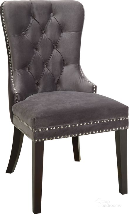 The appearance of Meridian 740GreyC Nikki Series Contemporary Fabric Wood Frame Dining Room Chair designed by Meridian in the modern / contemporary interior design. This grey velvet piece of furniture  was selected by 1StopBedrooms from Nikki Collection to add a touch of cosiness and style into your home. Sku: 740Grey-C. Material: Wood. Product Type: Dining Chair. Image1