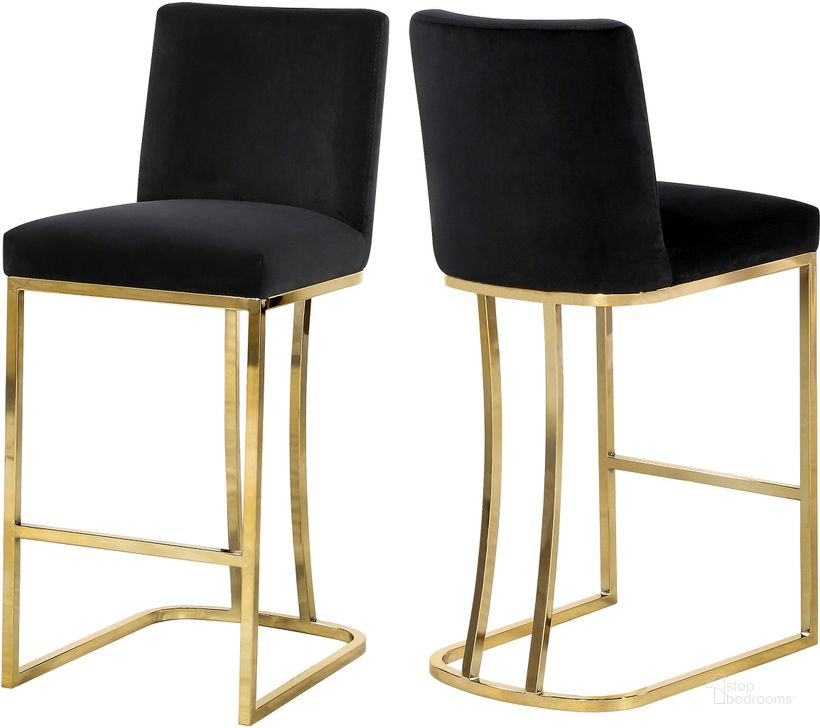 The appearance of Meridian 777BlackC Heidi Series Commercial Velvet Upholstered Bar Stool designed by Meridian in the modern / contemporary interior design. This black velvet piece of furniture  was selected by 1StopBedrooms from Heidi Collection to add a touch of cosiness and style into your home. Sku: 777Black-C. Material: Metal. Product Type: Barstool. Image1