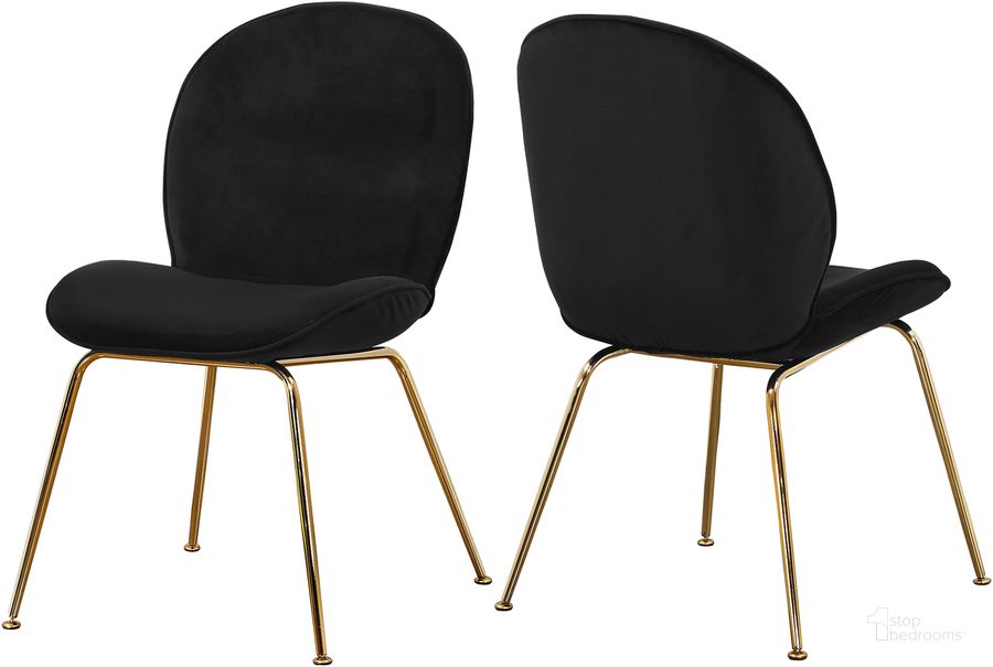 The appearance of Meridian 785BlackC Paris Series Contemporary Velvet Metal Frame Dining Room Chair Set of 2 designed by Meridian in the modern / contemporary interior design. This black velvet piece of furniture  was selected by 1StopBedrooms from Paris Collection to add a touch of cosiness and style into your home. Sku: 785Black-C. Material: Metal. Product Type: Dining Chair. Image1