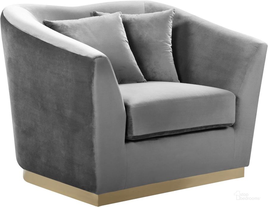 The appearance of Meridian Arabella 617Grey-C Velvet Chair designed by Meridian in the modern / contemporary interior design. This grey velvet piece of furniture  was selected by 1StopBedrooms from Arabella Collection to add a touch of cosiness and style into your home. Sku: 617Grey-C. Product Type: Accent Chair. Material: Velvet. Image1