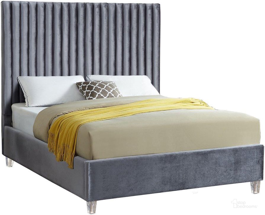 The appearance of Meridian CandaceGreyF Candace Series  Full Size Panel Bed designed by Meridian in the modern / contemporary interior design. This grey velvet piece of furniture  was selected by 1StopBedrooms from Candace Collection to add a touch of cosiness and style into your home. Sku: CandaceGrey-F-1;CandaceGrey-F-2. Bed Type: Platform Bed. Product Type: Platform Bed. Bed Size: Full. Material: Velvet. Image1