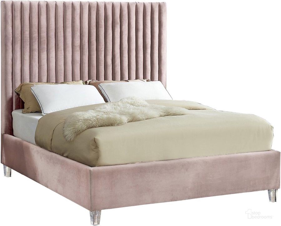The appearance of Meridian CandacePinkF Candace Series  Full Size Panel Bed designed by Meridian in the modern / contemporary interior design. This pink velvet piece of furniture  was selected by 1StopBedrooms from Candace Collection to add a touch of cosiness and style into your home. Sku: CandacePink-F-1;CandacePink-F-2. Bed Type: Platform Bed. Product Type: Platform Bed. Bed Size: Full. Material: Velvet. Image1