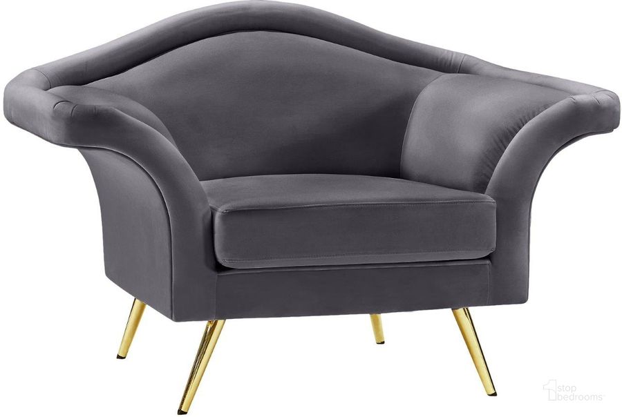 The appearance of Meridian Clarissa Grey Velvet Chair designed by Meridian in the modern / contemporary interior design. This gray piece of furniture  was selected by 1StopBedrooms from Clarissa Collection to add a touch of cosiness and style into your home. Sku: 607Grey-C. Product Type: Living Room Chair. Material: Velvet. Image1