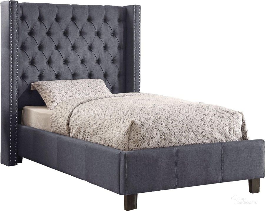 The appearance of Ashton Linen Textured Twin Bed In Grey designed by Meridian in the modern / contemporary interior design. This grey piece of furniture  was selected by 1StopBedrooms from Ashton Collection to add a touch of cosiness and style into your home. Sku: AshtonGrey-T-1;AshtonGrey-T-2. Material: Wood. Product Type: Bed. Bed Size: Twin. Image1