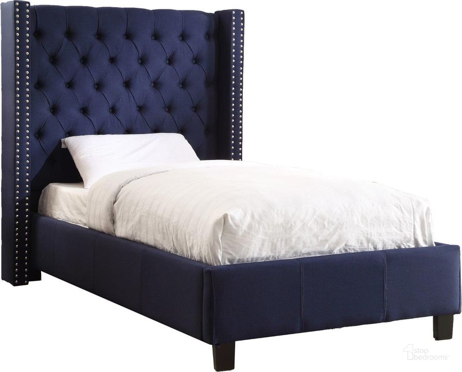 The appearance of Ashton Linen Textured Twin Bed In Navy designed by Meridian in the modern / contemporary interior design. This navy piece of furniture  was selected by 1StopBedrooms from Ashton Collection to add a touch of cosiness and style into your home. Sku: AshtonNavy-T-1;AshtonNavy-T-2. Material: Wood. Product Type: Bed. Bed Size: Twin. Image1