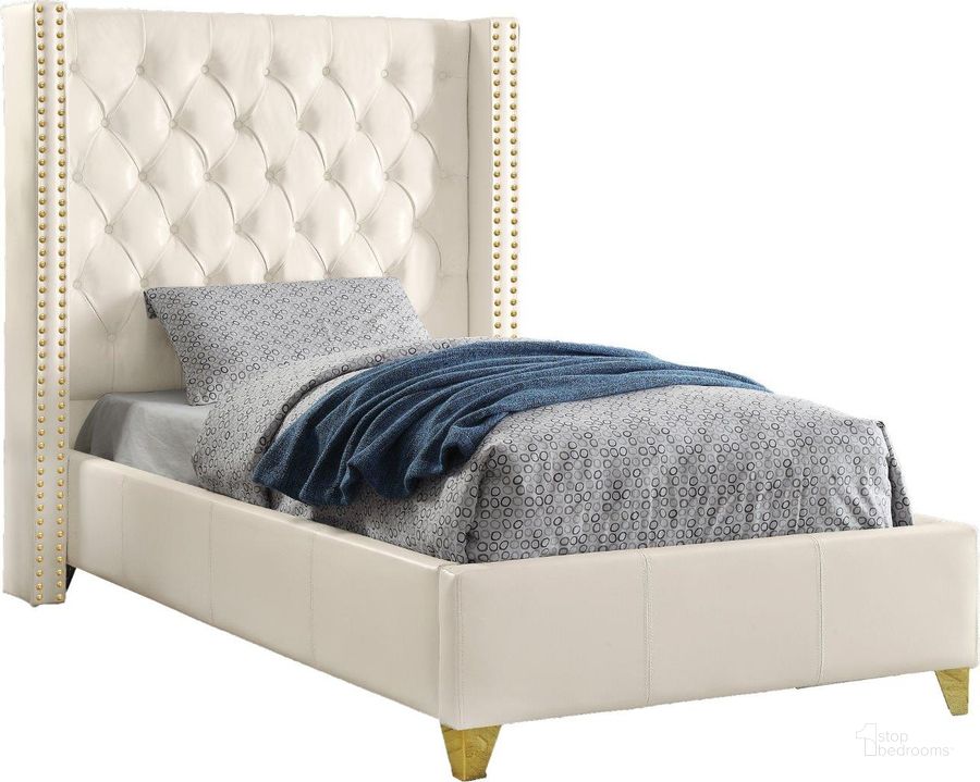 The appearance of Meridian Furniture Soho Bonded Leather Twin Bed in White designed by Meridian in the modern / contemporary interior design. This white bonded leather piece of furniture  was selected by 1StopBedrooms from Soho Collection to add a touch of cosiness and style into your home. Sku: SohoWhite-T-1;SohoWhite-T-2. Bed Type: Platform Bed. Material: Leather. Product Type: Platform Bed. Bed Size: Twin. Image1