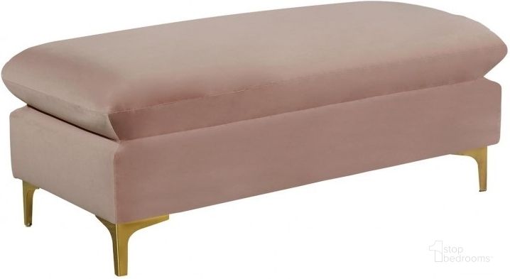 The appearance of Meridian Naomi Velvet Ottoman in Pink designed by Meridian in the modern / contemporary interior design. This pink velvet piece of furniture  was selected by 1StopBedrooms from Naomi Collection to add a touch of cosiness and style into your home. Sku: 636Pink-Ott. Material: Upholstered. Product Type: Ottoman. Image1