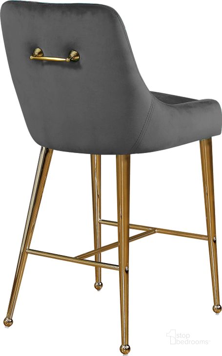 The appearance of Meridian Owen Grey Velvet Stool Set of 2 designed by Meridian in the modern / contemporary interior design. This grey velvet piece of furniture  was selected by 1StopBedrooms from Owen Collection to add a touch of cosiness and style into your home. Sku: 745Grey. Product Type: Barstool. Material: Velvet. Image1