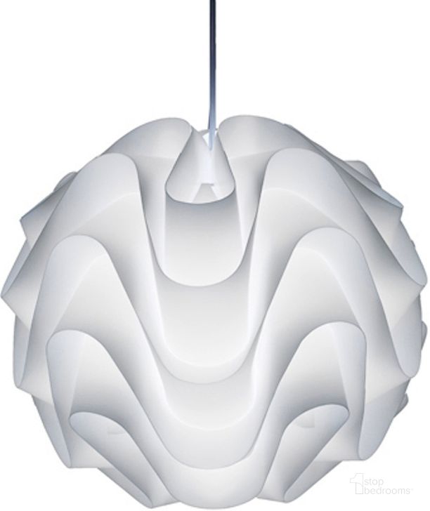 The appearance of Meringue White Polymer Pendant Lighting HGVF109 designed by Nuevo in the modern / contemporary interior design. This white piece of furniture  was selected by 1StopBedrooms from Meringue Collection to add a touch of cosiness and style into your home. Sku: HGVF109. Product Type: Pendant Lighting. Material: Polymer. Image1
