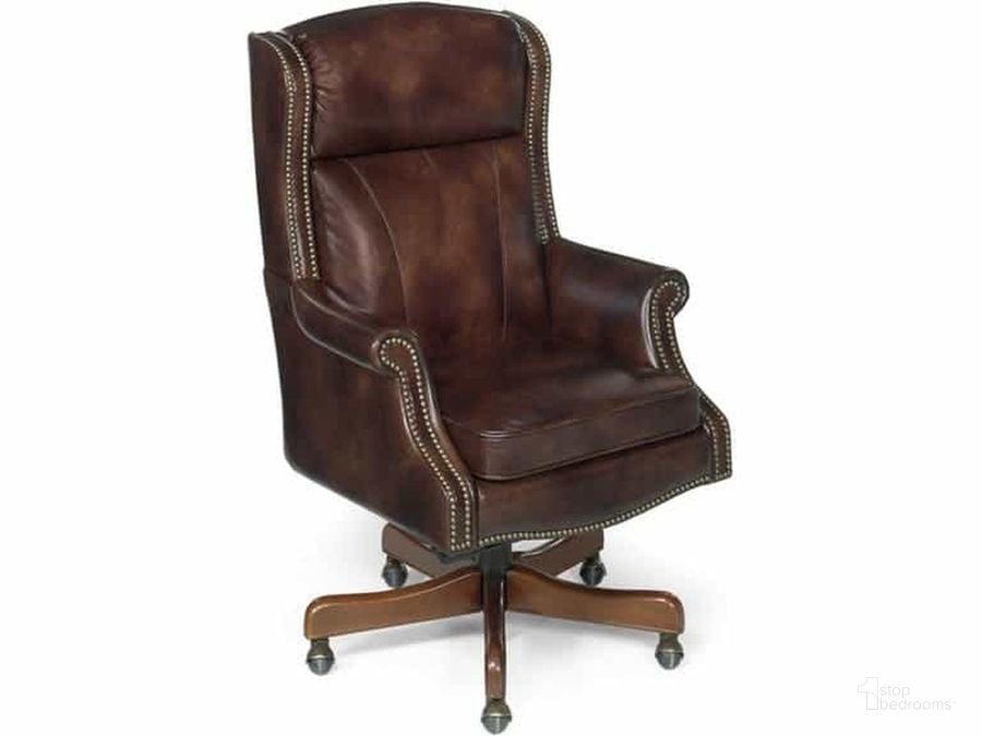 The appearance of Merlin Brown Leather Executive Swivel Tilt Chair designed by Hooker in the traditional interior design. This brown piece of furniture  was selected by 1StopBedrooms from Merlin Collection to add a touch of cosiness and style into your home. Sku: EC216. Material: Leather. Product Type: Executive Chair. Image1