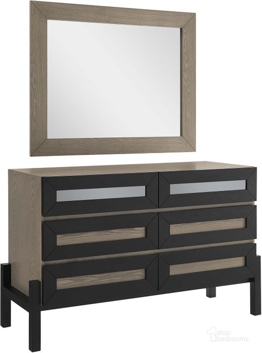 The appearance of Merritt Dresser and Mirror In Oak designed by Modway in the modern / contemporary interior design. This oak piece of furniture  was selected by 1StopBedrooms from Merritt Collection to add a touch of cosiness and style into your home. Sku: MOD-6951-OAK. Product Type: Dresser and Mirror. Material: Rubberwood. Image1