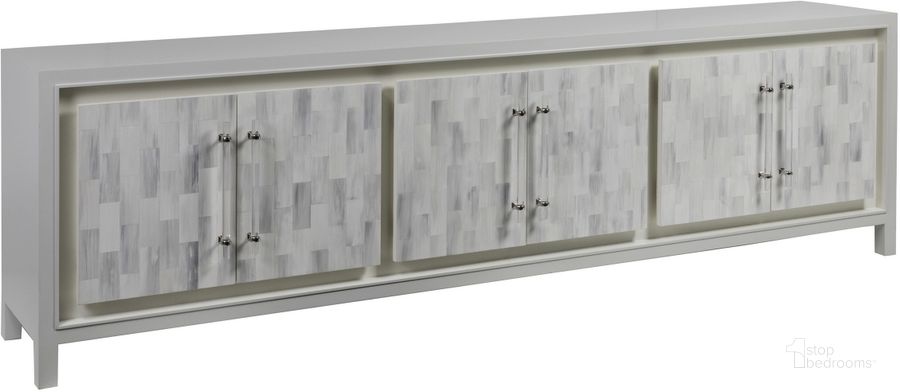 The appearance of Merville White Medium Console TV Stand and TV Console 0qb24472686 designed by Luxe Linea in the modern / contemporary interior design. This white piece of furniture  was selected by 1StopBedrooms from Merville Collection to add a touch of cosiness and style into your home. Sku: 01-2267-908. Product Type: Media Console. Image1