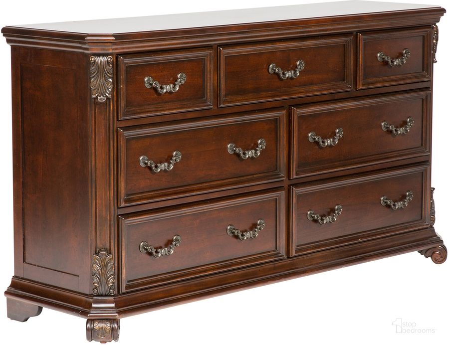 The appearance of Messina Estates 7 Drawer Dresser designed by Liberty in the traditional interior design. This brown piece of furniture  was selected by 1StopBedrooms from Messina Collection to add a touch of cosiness and style into your home. Sku: 737-BR31. Material: Wood. Product Type: Dresser. Image1