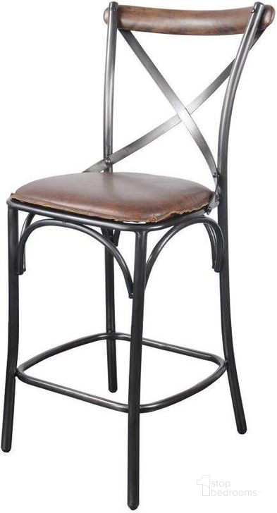 The appearance of Bistro Gunmetal Metal Crossback Counter Stool designed by LH Imports in the industrial interior design. This gunmetal piece of furniture  was selected by 1StopBedrooms from Bistro Collection to add a touch of cosiness and style into your home. Sku: CLA-05. Product Type: Barstool. Material: Iron. Image1