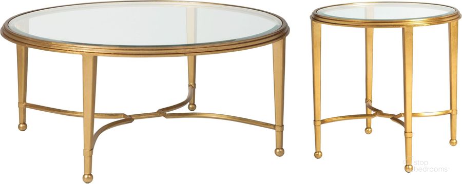 The appearance of Metal Designs Gold Leaf Sangiovese Round Occasional Table Set designed by Artistica Home in the modern / contemporary interior design. This gold piece of furniture  was selected by 1StopBedrooms from Metal Designs Collection to add a touch of cosiness and style into your home. Sku: 01-2011-943-48;01-2011-950-48. Product Type: Occasional Table Set. Image1