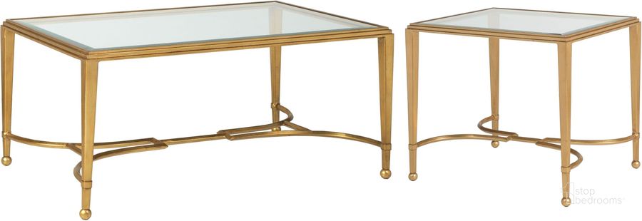 The appearance of Metal Designs Gold Leaf Sangiovese Small Rectangular Occasional Table Set designed by Artistica Home in the modern / contemporary interior design. This gold piece of furniture  was selected by 1StopBedrooms from Metal Designs Collection to add a touch of cosiness and style into your home. Sku: 01-2011-945-48;01-2011-959-48. Product Type: Occasional Table Set. Image1