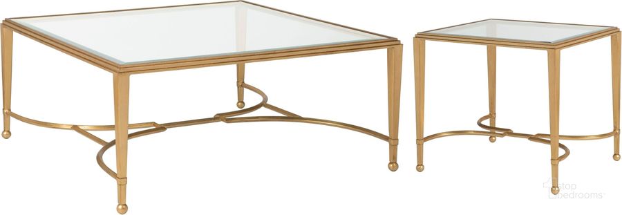 The appearance of Metal Designs Gold Leaf Sangiovese Square Occasional Table Set designed by Artistica Home in the modern / contemporary interior design. This gold piece of furniture  was selected by 1StopBedrooms from Metal Designs Collection to add a touch of cosiness and style into your home. Sku: 01-2011-947-48;01-2011-959-48. Product Type: Occasional Table Set. Image1