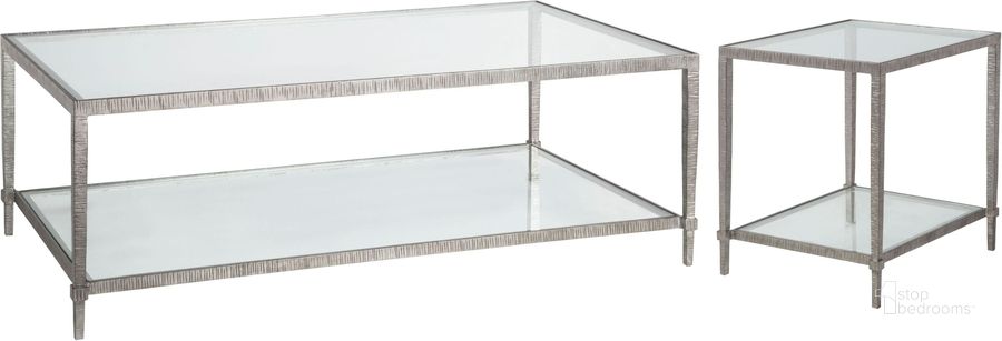The appearance of Metal Designs Silver Leaf Claret Rectangular Occasional Table Set designed by Artistica Home in the modern / contemporary interior design. This gray piece of furniture  was selected by 1StopBedrooms from Metal Designs Collection to add a touch of cosiness and style into your home. Sku: 01-2233-945-47;01-2233-953-47. Product Type: Occasional Table Set. Image1