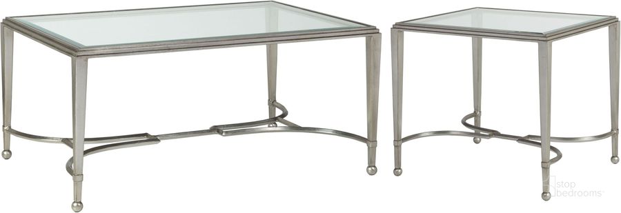 The appearance of Metal Designs Silver Leaf Sangiovese Small Rectangular Occasional Table Set designed by Artistica Home in the modern / contemporary interior design. This silver piece of furniture  was selected by 1StopBedrooms from Metal Designs Collection to add a touch of cosiness and style into your home. Sku: 01-2011-945-47;01-2011-959-47. Product Type: Occasional Table Set. Image1