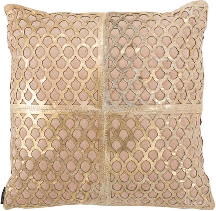 The appearance of Metallic Fin Cowhide Pillow designed by Safavieh in the glam interior design. This gold piece of furniture  was selected by 1StopBedrooms from Metallic Collection to add a touch of cosiness and style into your home. Sku: PLS221A-1818. Product Type: Pillows and Throw.