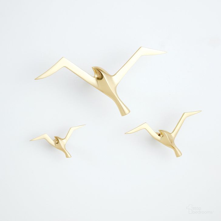 The appearance of Metallic Flock Wall Decor Set of 3 In Brass designed by Global Views in the modern / contemporary interior design. This brass piece of furniture  was selected by 1StopBedrooms from Metallic Flock Collection to add a touch of cosiness and style into your home. Sku: D9.90052. Material: Brass. Product Type: Wall Decor. Image1