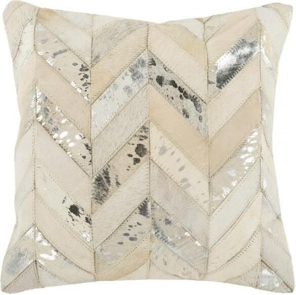 The appearance of Metallic Herringbone Cowhide Pillow PLS215A-1220 designed by Safavieh in the modern / contemporary interior design. This gold and beige piece of furniture  was selected by 1StopBedrooms from Metallic Collection to add a touch of cosiness and style into your home. Sku: PLS215A-1220. Product Type: Pillows and Throw.