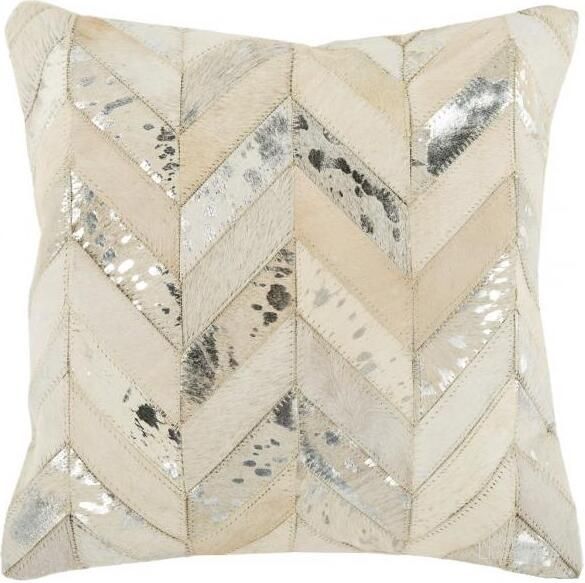 The appearance of Metallic Herringbone Cowhide Pillow PLS215A-1818 designed by Safavieh in the modern / contemporary interior design. This gold and beige piece of furniture  was selected by 1StopBedrooms from Metallic Collection to add a touch of cosiness and style into your home. Sku: PLS215A-1818. Product Type: Pillows and Throw.