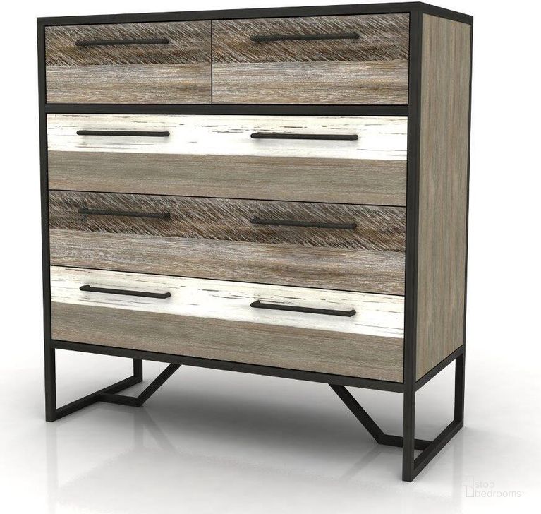The appearance of Metro Havana 5 Drawer Chest designed by LH Imports in the industrial interior design. This white and brown piece of furniture  was selected by 1StopBedrooms from Metro Havana Collection to add a touch of cosiness and style into your home. Sku: MHB005. Material: Wood. Product Type: Chest. Image1