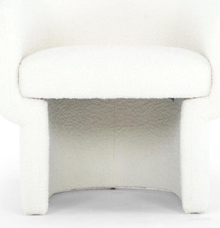 The appearance of Metro Jessie Accent Chair In White Boucle Upholstery designed by Urbia in the modern / contemporary interior design. This white piece of furniture  was selected by 1StopBedrooms from Metro Collection to add a touch of cosiness and style into your home. Sku: VSD-JES-C-WHT. Product Type: Accent Chair. Material: Plywood. Image1