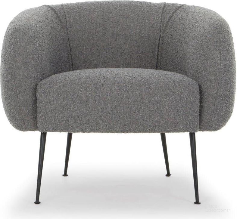 The appearance of Metro Sepli Accent Chair In Black Legs And Charcoal Boucle Upholstery designed by Urbia in the modern / contemporary interior design. This charcoal piece of furniture  was selected by 1StopBedrooms from Metro Collection to add a touch of cosiness and style into your home. Sku: VSD-SEPLI-C-CHAR. Product Type: Accent Chair. Material: Plywood. Image1