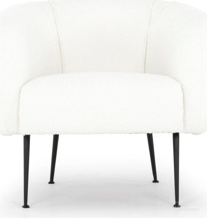 The appearance of Metro Sepli Accent Chair In Black Legs And White Boucle Upholstery designed by Urbia in the modern / contemporary interior design. This white piece of furniture  was selected by 1StopBedrooms from Metro Collection to add a touch of cosiness and style into your home. Sku: VSD-SEPLI-C-WHT. Product Type: Accent Chair. Material: Plywood. Image1