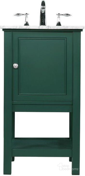 The appearance of Metropolis 19 Inch Single Bathroom Vanity In Green designed by Elegant Lighting in the modern / contemporary interior design. This green piece of furniture  was selected by 1StopBedrooms from Metropolis Collection to add a touch of cosiness and style into your home. Sku: VF27019GN. Material: Wood. Product Type: Bathroom Vanity. Image1