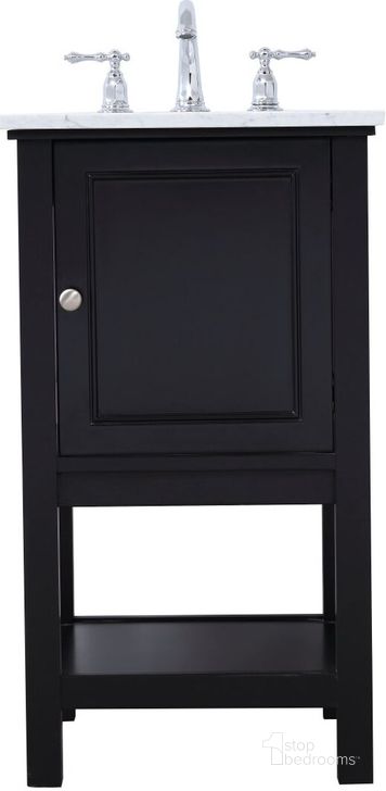 The appearance of Metropolis 19 Inch Single Bathroom Vanity Set In Black designed by Elegant Lighting in the modern / contemporary interior design. This black piece of furniture  was selected by 1StopBedrooms from Metropolis Collection to add a touch of cosiness and style into your home. Sku: VF27019BK. Material: Wood. Product Type: Bathroom Vanity. Image1