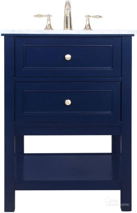 The appearance of Metropolis 24 Inch Single Bathroom Vanity In Blue designed by Elegant Lighting in the modern / contemporary interior design. This blue piece of furniture  was selected by 1StopBedrooms from Metropolis Collection to add a touch of cosiness and style into your home. Sku: VF27024BL. Material: Wood. Product Type: Bathroom Vanity. Image1